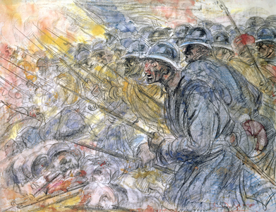 The Assault, Verdun (pencil & w/c on paper)