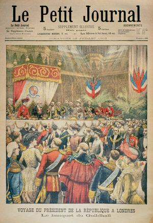 The President of the Republic's Trip to London: the Banquet at the Guildhall, front cover of 'Le Petit Journal', 12 July 1903 (coloured engraving) (see also 116063)