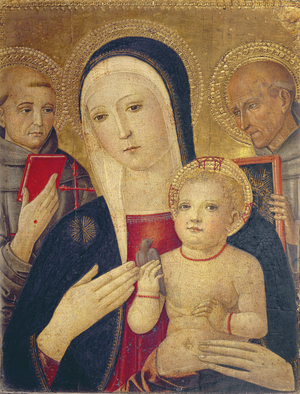 Madonna and Child with St. Francis and St. Bernard (oil on panel)