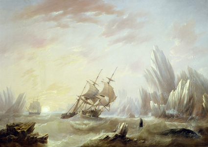 Whale Fishing in a Polar Sea, 1845 (oil on canvas)