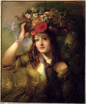 Miss Lewis as a Flower Girl (oil on canvas)