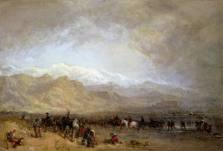 French Troops Fording the Magra (oil on millboard)