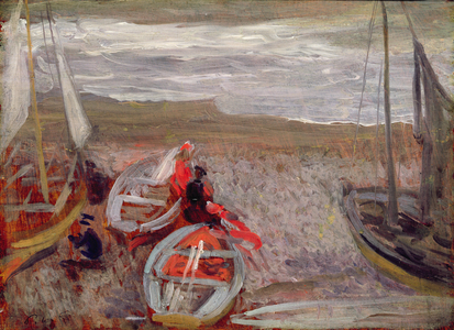 Boats on the Beach, Southwold, 1888-89 (oil on wood)