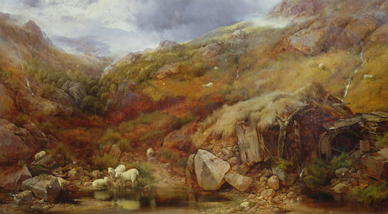 An Old Welsh Watermill, 1860 (oil on canvas)