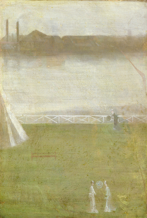 Japanese Figures on Chelsea Embankment, 1870-79 (oil on canvas)