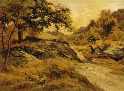 On the road to Llyn Elsi, c.1885 (oil on cardboard)