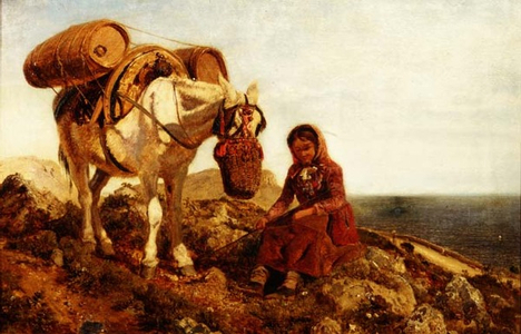 An Italian Shepherdess on the Corniche Near Nice (oil on canvas)