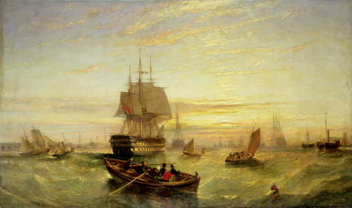 Entering Portsmouth Harbour (oil on canvas)