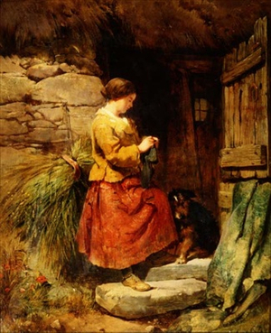 The Cottage Door, 1866 (oil on canvas)
