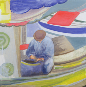 Greek Fisherman at the End of the Day (oil on canvas)