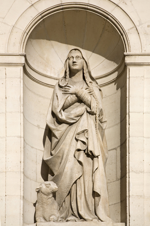 Statue of St. Genevieve. Sculpture at the church of Saint-Etienne-du-Mont in Paris by Pierre-Eugene-Emile Hebert (1828-1893). Photography, KIM Youngtae, Paris.