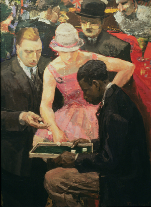 The Game of Poker Dice (oil on canvas)