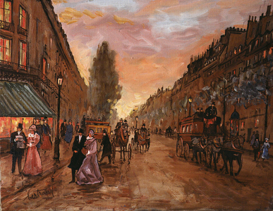 Paris in 1900 (oil on canvas)