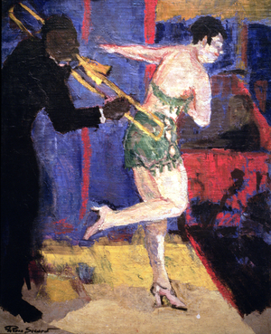 Woman in Green Dancing the Charleston (oil on canvas)