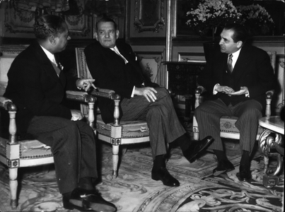Jan. 01, 1955 - Monnerville, Pierre Mendes-France, and President Rene Coty at the Elysee