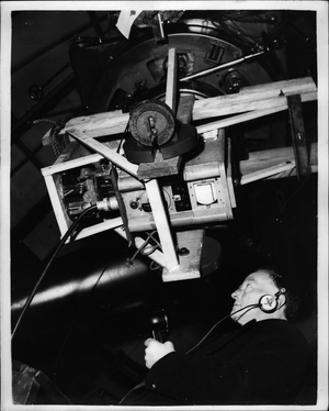 Jan. 01, 1954 - Planet Jupiter to be televised: The B.B.C. hopes to show the planet Jupiter on Television screens tonight. Permission has been given by the Astronomer Royal, Sir Harold Spencer Jones, to use the 36in. telescope at Greenwich. A television camera will be attached to a wooden cradle made for the purpose. If the sky is clouded, material, prepared previously will be shown