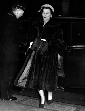 Jan. 28, 1954 - Duchess of Gloucester at Gala Variety Matinee.: The Duchess of Gloucester today attended a Gala Variety Matinee at Her Majesty's Theatre, in aid of the Invalid Children's Aid Association