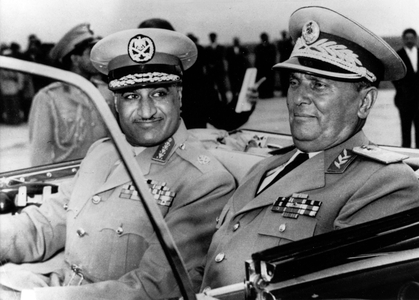 Jan. 1, 1956 - Belgrade, Yugoslavia - Marshal JOSIP TITO (1892-1980) and president of Egypt GAMAL ABDEL NASSER (1918-1970)