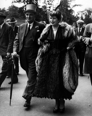 Jun 06, 1954 - Royal Ascot Second Day. Sir Bernard and Lady Docker. Keystone Photo Shows: Sir Bernard and Lady Docker on arrival at Ascot today for the second day of the Royal meeting.. Lady Dockers wears a black dress and a small bat