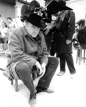 The director Federico Fellini during the shooting of “” Satyricon”” 1969 Photo Dear