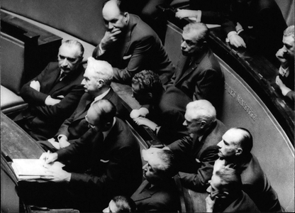 Apr. 02, 1964 - Pompidou, Joxe, Giscard D'Estaing Shown Seated Government Bench