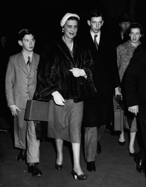 Dec. 12, 1954 - Duchess of Kent and family leave for Sandringham: H.R.H. the Duchess of Kent was accompanied by her sons tye Duke of Kent and Prince Michael - and their sister Princess Alexandra when she left King's Cross for Sandringham to spend Christmas with the Queen this afternoon