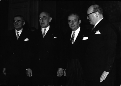 Jan. 01, 1954 - Here are the Greek Prime Minister Marechal Papagos and Foreign Minister Stephanopoulos with Georges Bidault in Paris. Hitler Congratulates Oldest Olympic Champion, Berlin Olympics