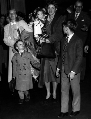 Oct. 10, 1954 - Ingrid Bergman and Children arrives: Ingrid Bergman the famous stage and screen star arrived at Dover this evening, with her will be her own three children, four years old Robertino and the two year old twins, Isabelle and Ingrid, also in the party is the thirteen year old son of Roberto Rossellini. Her husband, Roberto Rossellini, is in Sweden for a few day and will join her towards the end of next week. The Rossellini's are here for Hon ~ ~ ~ ~ ~ ~ opera” Joan of Ark at the Stake ~ in which Ingrid Bergman will play the lead