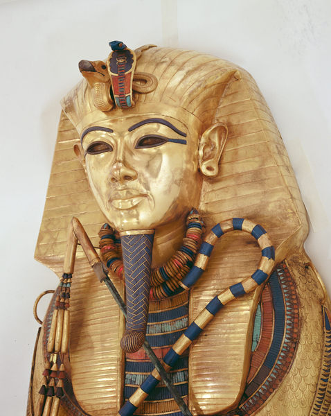 Image of Innermost coffin of the King, Tomb of Tutankhamun (c.1370-1352 BC) New Kingdom (gold inlaid with semi-precious stones), Egyptian 18th Dynasty (c.1567-1320 BC) / Egyptian, Egyptian National Museum, Cairo, Egypt, Photo © Boltin Picture Library / Bridgeman Images