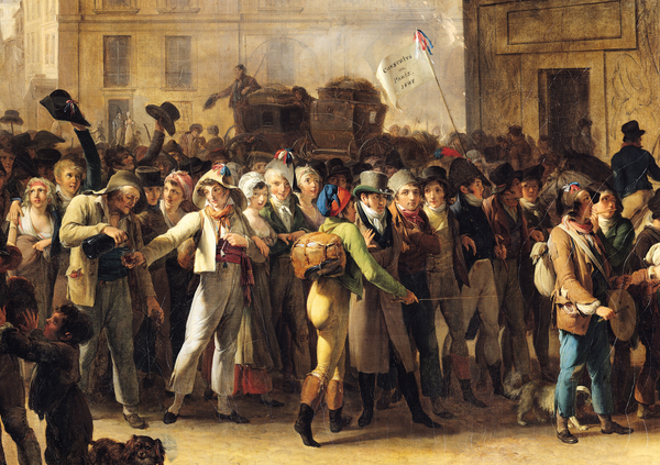 Image of The Conscripts of 1807 Marching Past the Gate of Saint - Denis, detail of the conscripts (oil on canvas), Musee de la Ville de Paris, Musee Carnavalet, Paris, France © Bridgeman Images