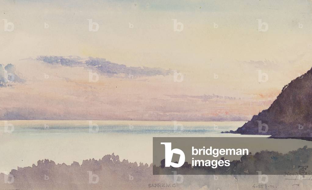 San Remo, 4.55 p.m. 7th November, 1877 (w/c on paper)