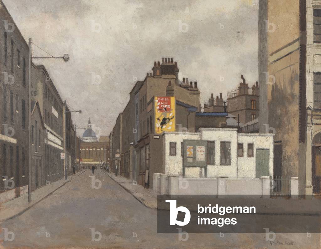 Farringdon Street with St Paul's, c.1950 (oil on canvas)