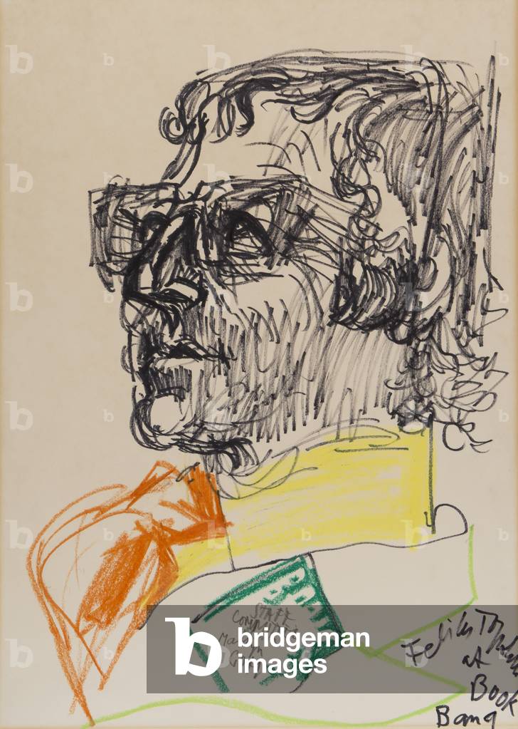 Martyn Goff / Staff Committee Man / Book Bang, (fibre tip pen & crayon on paper)