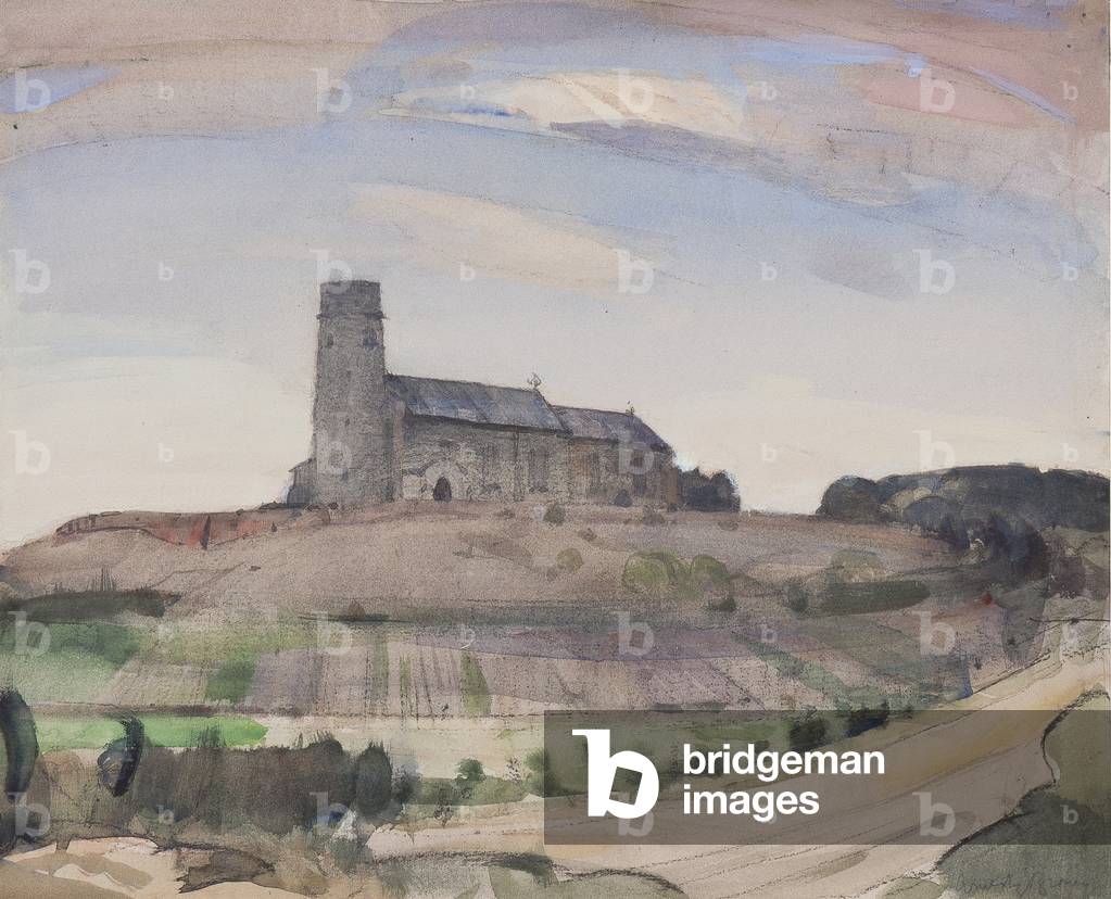 Haddiscoe Church (pencil & watercolour on paper)