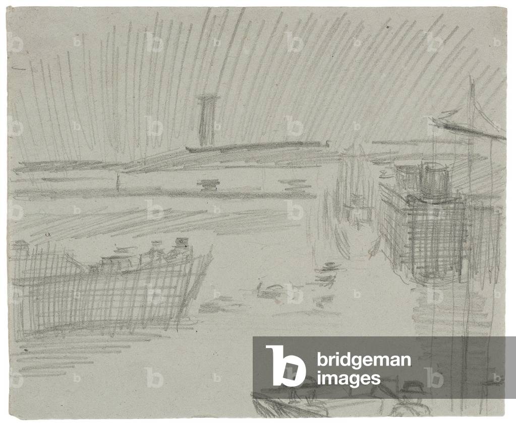 The Normandie Dock, St Nazaire, 1942 (pencil on paper)