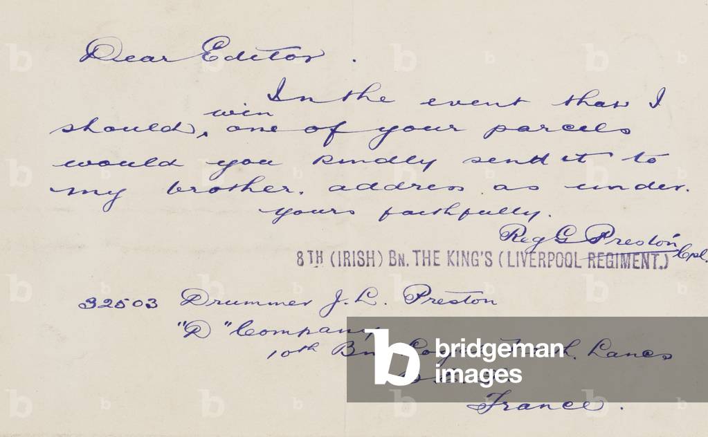 Letter to the editor, 1914-18 (pen & ink on paper)