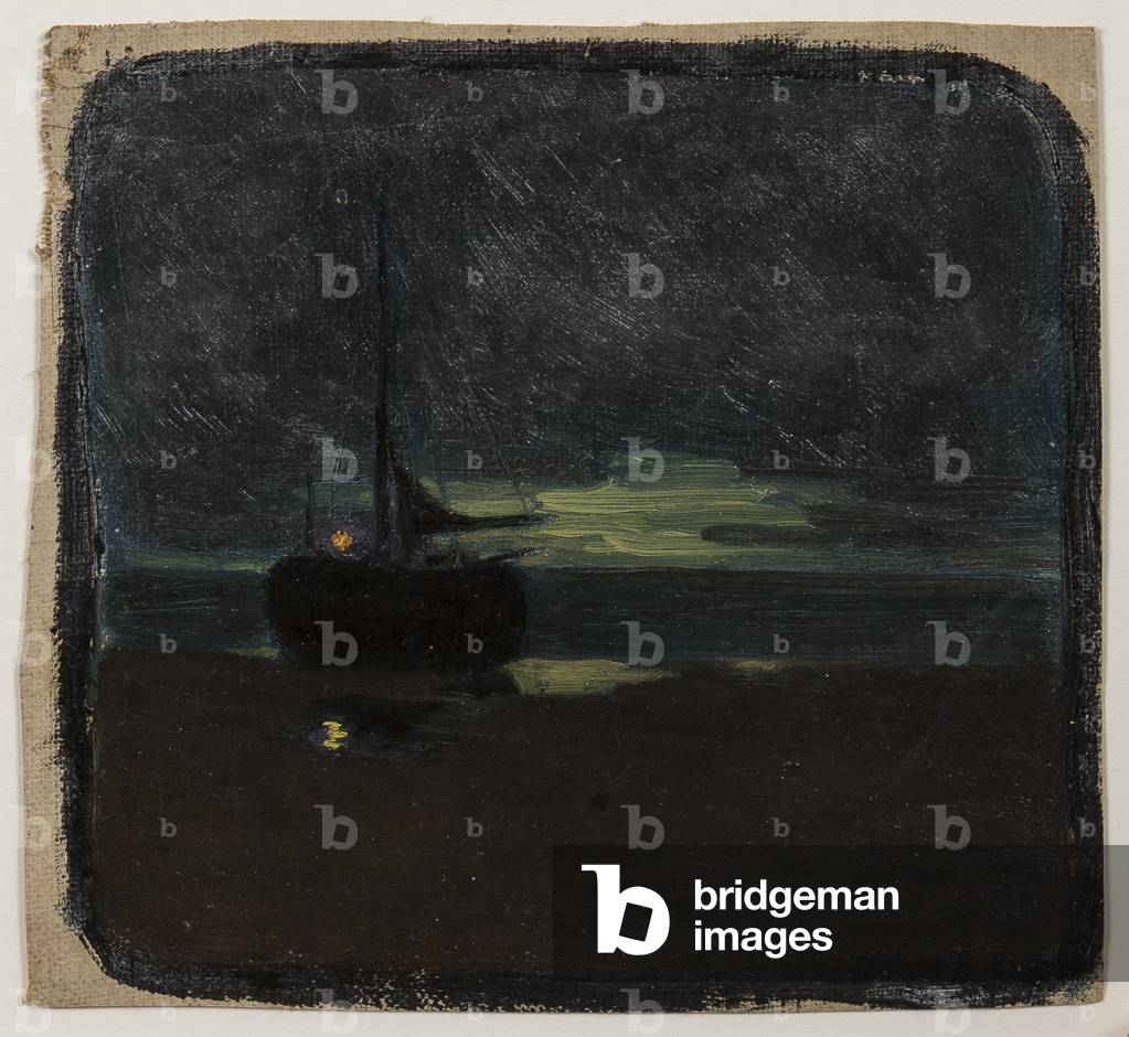 On the Dutch coast: nocturne (oil on canvas)