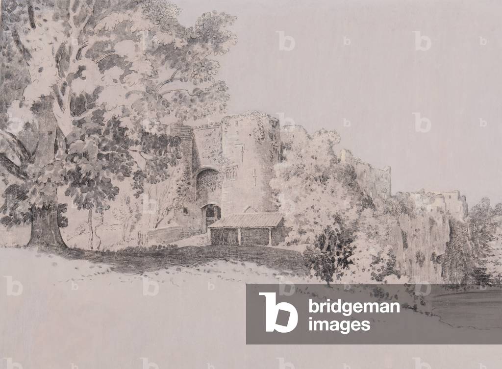 Chepstow Castle (pen, brush & ink on a gouache ground)