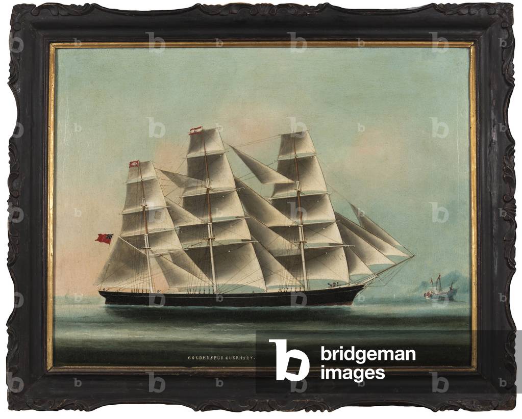 'Golden Spur Guernsey': the China Trade clipper flying the Chinese flag for protection, c.1872 (oil on canvas)