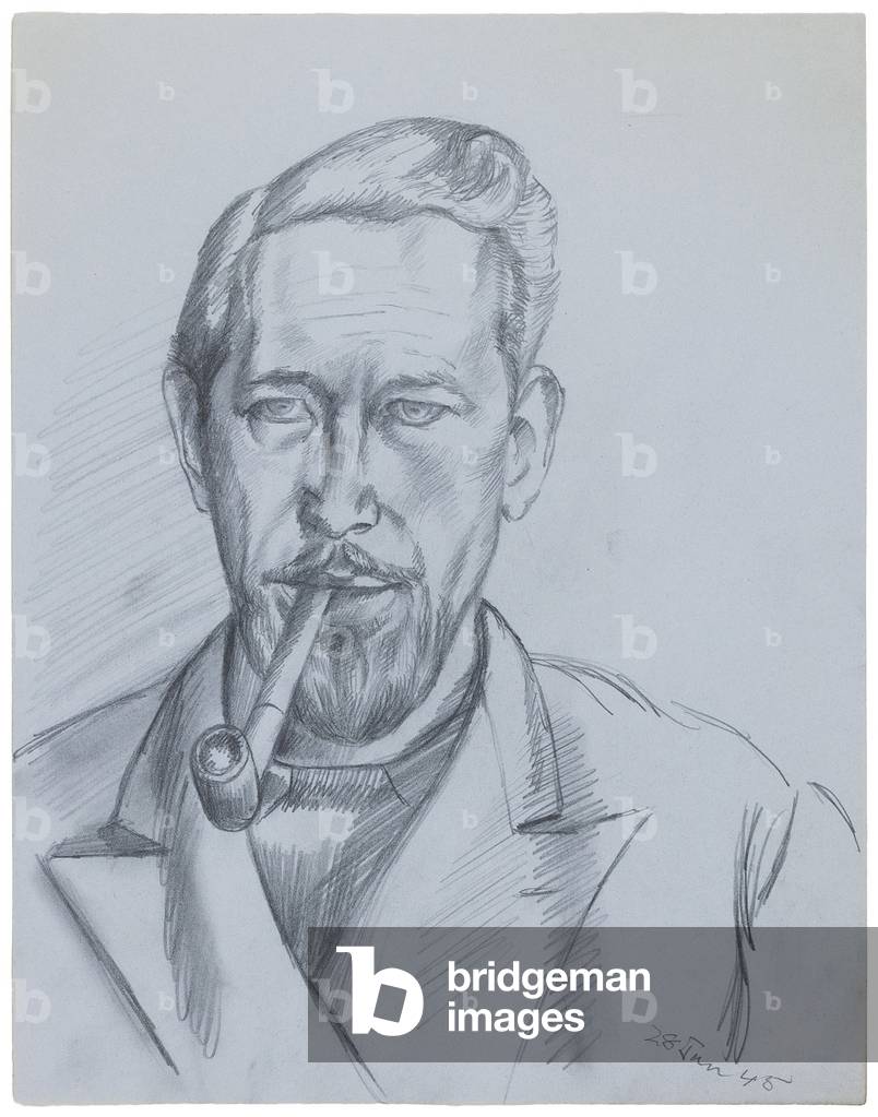 POW Self-portrait, Marlag O, Westertimke, Lower Saxony, 28 January 1945 (pencil on paper)