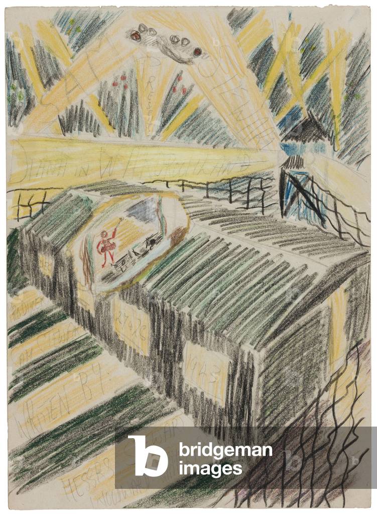 'Diana in Wardroomland', sketch for the 1943 Pantomine, Marlag O, Westertimke, Lower Saxony, 1943 (crayon on paper)