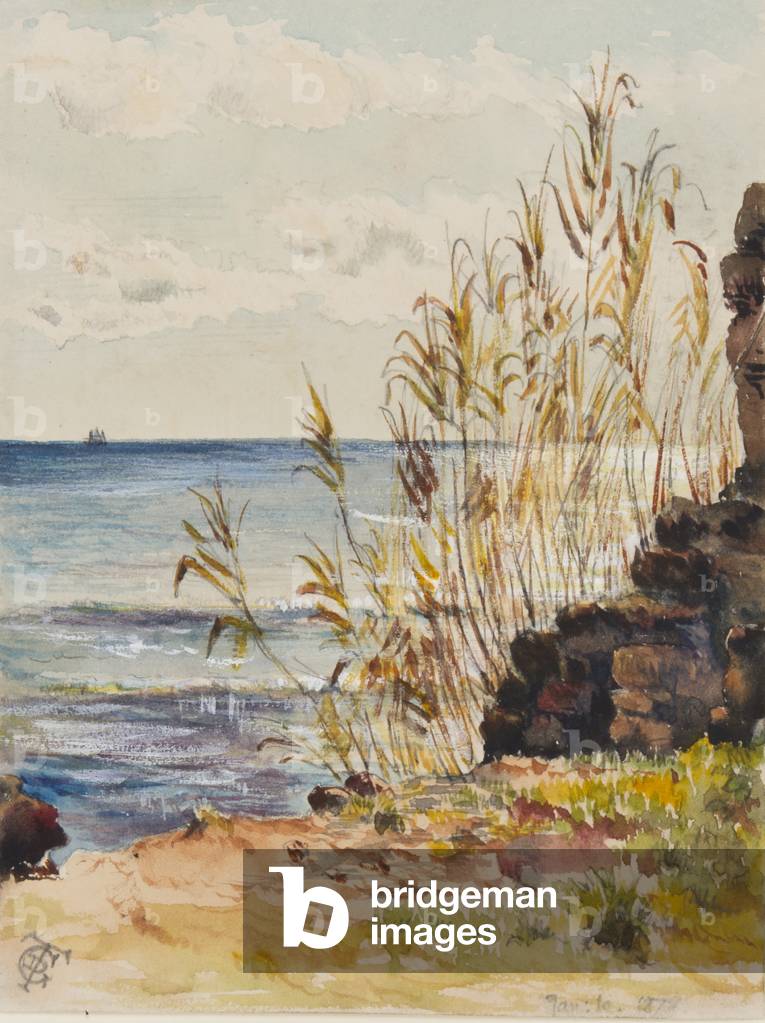At San Remo looking over the Mediterranean, 10th January 1878 (w/c & gouache on paper)