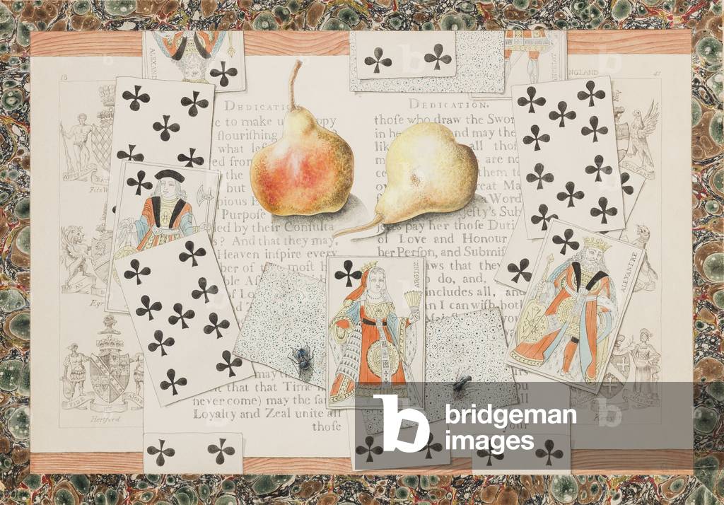 Trompe l'oeil, 1953 (pencil & watercolour on paper with marbled paper surround)