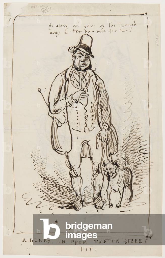 Go along wi yer, Vy I've turne'd avay a ten-pun note for her! A Leary un from Tufton Street Pit, c.1825 (pen & ink on paper)
