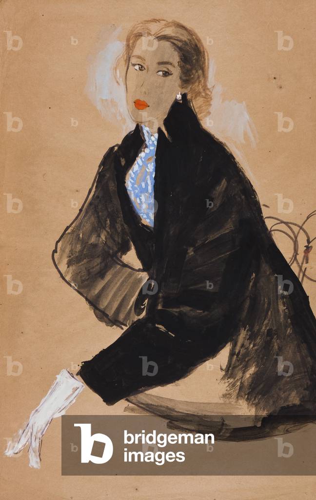 The Black Jacket, c.1955 (ink & gouache with fibre-tip pen on tan paper)