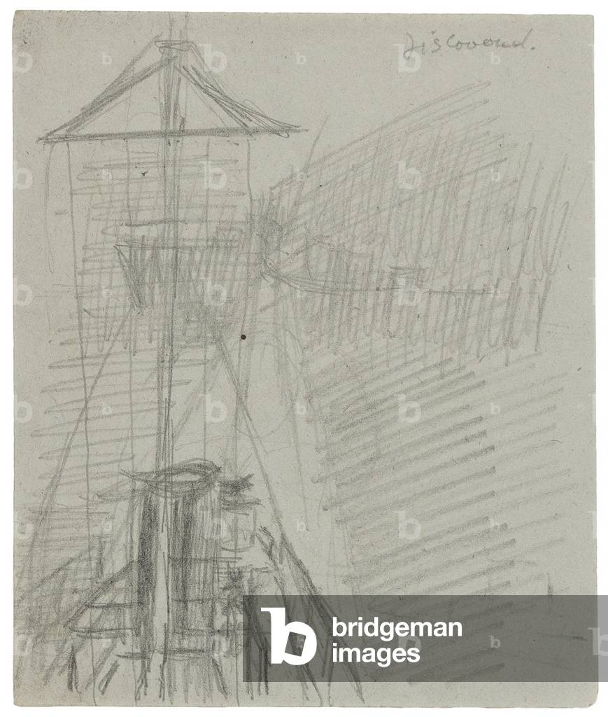 'Discovered': ML 306 caught in the spotlight by the German Destroyer 'Jaguar', 5.30am, 28 March 1942 (pencil on paper)