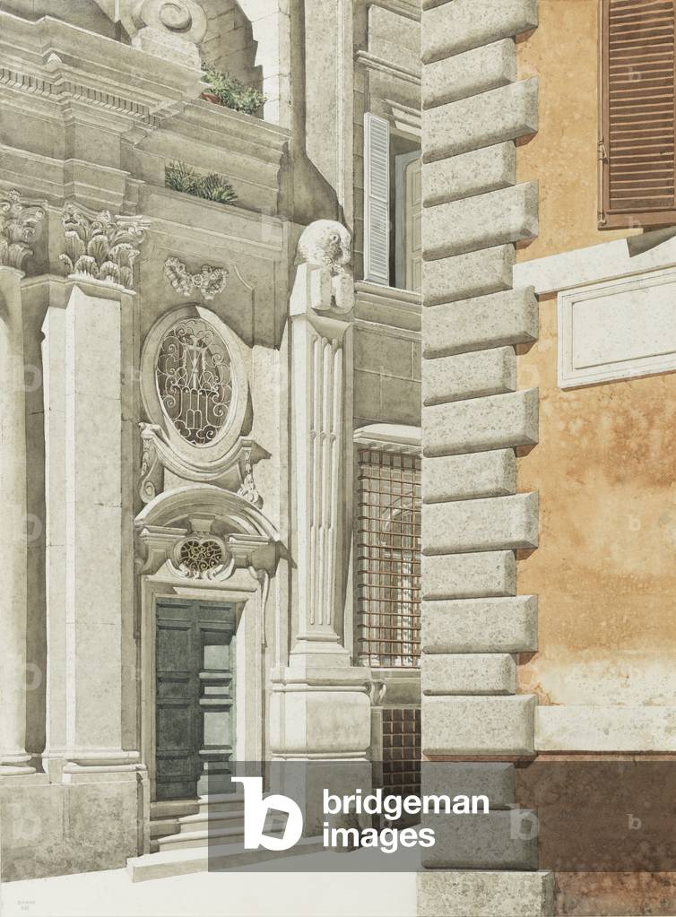 Santa Maria dell’Orazione e Morte, Rome, before 1973 (pencil & w/c on paper)