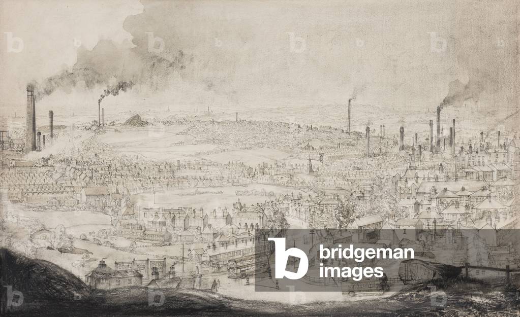 Yorkshire: Castleford from the South, 9th February 1944 (pencil & w/c on paper)