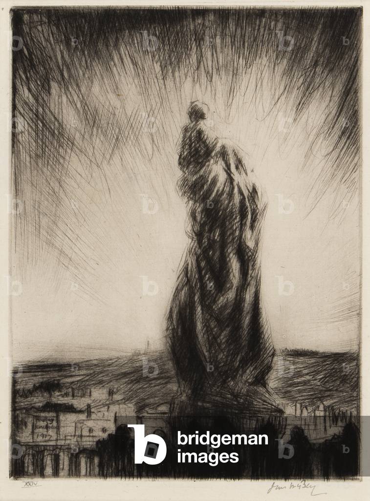 Gunfire, Mount of Olives, 1917 (drypoint)