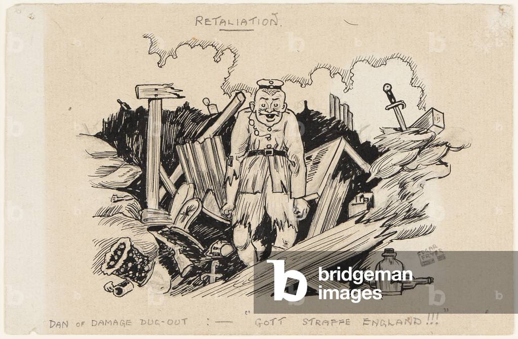 Retaliation, Dan of Damage Dug-Out: 'Gott Strafe England!!!', 1917 (pen & ink on paper)